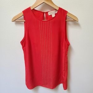Michael Kors Silky Red Sleeveless Tank With Gold Stud Detailing XS